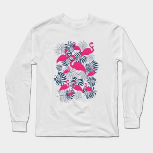 Pink Flamingo Pattern Long Sleeve T-Shirt